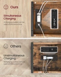 VASAGLE Side Table With Storage, End Table With USB Ports And Outlets, Nightstand With Charging Station, Fabric Bags, For Living Room, Bedroom, Rustic Brown And Black ULET310B01V1 14 VASAGLE Side Table With Storage, End Table With USB Ports And Outlets, Nightstand With Charging Station, Fabric Bags, For Living Room, Bedroom, Rustic Brown And Black ULET310B01V1 -Safavieh Furniture 61Zt5OYv8nL