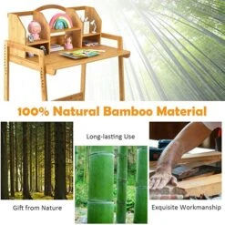 UNICOO - Bamboo Height Adjustable Kids Desk And Chair Set, Children Desk, Kids Study Table And Chair Set (Nature 01) -Safavieh Furniture 61aXyopXNoL