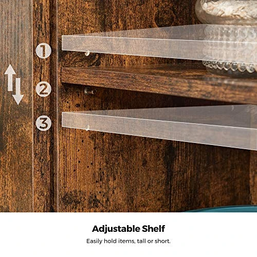 VASAGLE Buffet Cabinet, Sideboard With Open Compartment, Sliding Barn Door, 27.6”L X 11.8”W X 31.5”H, Industrial Rustic Brown And Black ULSC089B01 4 VASAGLE Buffet Cabinet, Sideboard With Open Compartment, Sliding Barn Door, 27.6”L X 11.8”W X 31.5”H, Industrial Rustic Brown And Black ULSC089B01 - Image 4