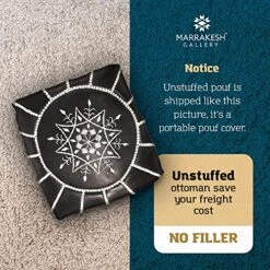 Marrakesh Gallery Genuine Leather Pouf Unstuffed - Moroccan Ottoman Footstool, Footrest Cover - Boho Decor - Bohemian Living Room, Bedroom, Kids Room, Gift & Wedding (Dark Brown) -Safavieh Furniture 61bDk4PL41L