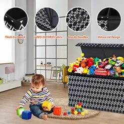 Extra Large Toy Box Chest For Boys Girls, Collapsible Sturdy Kids Storage Bins With Flip-Top Lid & Handles,Large Toy Box Chest Storage Organizer For Nursery,Playroom,Closet,Office 40.6"x14"x16.5" -Safavieh Furniture 61bEFahTaLL
