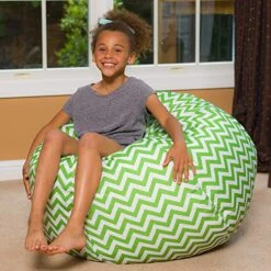 Posh Creations Large Bean Bag Soft Cozy Animal Chair For Bedrooms, Kids Lounger, Large-24 Inch, Chevron Green And White (sdfds) -Safavieh Furniture 61fWr16Tk1L