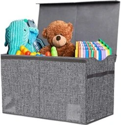 VICTOR'S Large Toy Box Chest With Lid, Collapsible Sturdy Toy Storage Organizer Boxes Bins Baskets For Kids, Boys, Girls, Nursery, Playroom, 26.8"x13.8" X16" (Black) -Safavieh Furniture 61iqjvf8YDL. AC