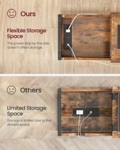 VASAGLE Side Table With Storage, End Table With USB Ports And Outlets, Nightstand With Charging Station, Fabric Bags, For Living Room, Bedroom, Rustic Brown And Black ULET310B01V1 15 VASAGLE Side Table With Storage, End Table With USB Ports And Outlets, Nightstand With Charging Station, Fabric Bags, For Living Room, Bedroom, Rustic Brown And Black ULET310B01V1 -Safavieh Furniture 61j1MADmMeL