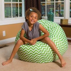 Posh Creations Large Bean Bag Soft Cozy Animal Chair For Bedrooms, Kids Lounger, Large-24 Inch, Chevron Green And White (sdfds) -Safavieh Furniture 61mPeOsYazL