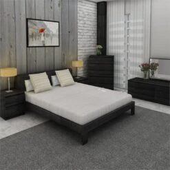 4 Piece Set With 6 Drawer Dresser 5 Drawer Chest And Two Nightstands In Black Woodgrain