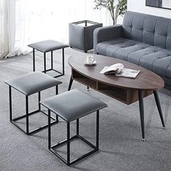 KIPMIK Modern Lightweight Functional Vanity Stool Upholstered Leather Vanity Chairs With Heavy Duty Legs & Universal Wheels, Suitable For Living Room (Color : Gray) 16 KIPMIK Modern Lightweight Functional Vanity Stool Upholstered Leather Vanity Chairs With Heavy Duty Legs & Universal Wheels, Suitable For Living Room (Color : Gray) -Safavieh Furniture 61oZcLCGMQL