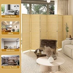 Bamboo Room Dividers And Folding Privacy Screens, 6 Panel Room Divider For Room Separation, Room Partitions And Dividers For Dressing Room Bedroom Office 5.6 Ft. Natural -Safavieh Furniture 61qCoQnhKVL