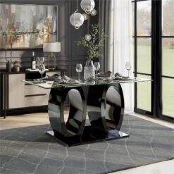 Furniture Of America Glass Top Rectangle Dining Table In Black -Safavieh Furniture 61qJzyqDe1L