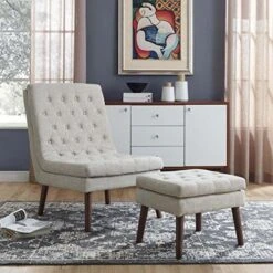 Modway Modify Tufted Modern Lounge Accent Chair And Ottoman Set In Beige -Safavieh Furniture 61t YXHhwL. AC