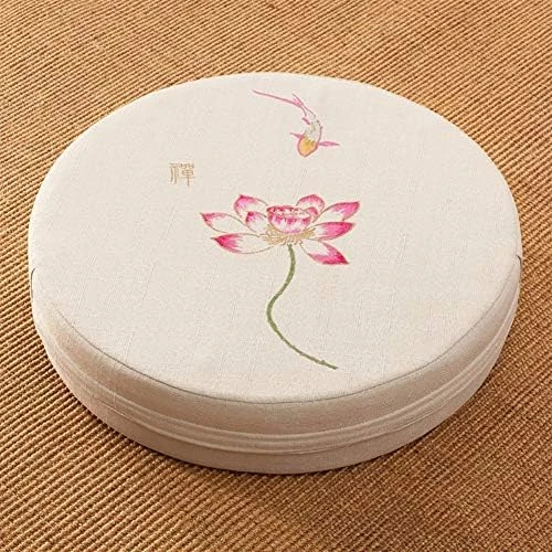Chickle Round Cushion Thicken Futon Floor Pillows Living Room Bedroom Meditation Cushion Beige Lotus 1 15.7"x15.7"x3.9" 11 Chickle Round Cushion Thicken Futon Floor Pillows Living Room Bedroom Meditation Cushion Beige Lotus 1 15.7"x15.7"x3.9" - Image 11