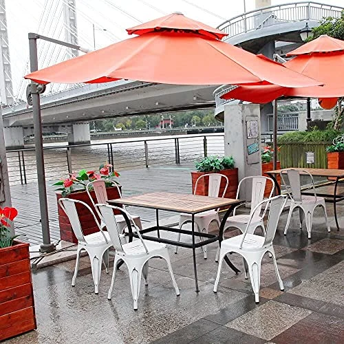 Furmax Metal Chairs Indoor/Outdoor Use Stackable Chic Dining Bistro Cafe Side Chairs Set Of 4 (Distressed White) 5 Furmax Metal Chairs Indoor/Outdoor Use Stackable Chic Dining Bistro Cafe Side Chairs Set Of 4 (Distressed White) - Image 5