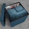 Sorbus Storage Ottoman Bench – Collapsible/Folding Bench Chest With Cover – Perfect Toy And Shoe Chest, Hope Chest, Pouffe Ottoman, Seat, Foot Rest, – Contemporary Faux Suede (Teal)