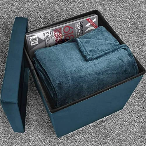 Sorbus Storage Ottoman Bench – Collapsible/Folding Bench Chest With Cover – Perfect Toy And Shoe Chest, Hope Chest, Pouffe Ottoman, Seat, Foot Rest, – Contemporary Faux Suede (Teal) 1 Sorbus Storage Ottoman Bench – Collapsible/Folding Bench Chest With Cover – Perfect Toy And Shoe Chest, Hope Chest, Pouffe Ottoman, Seat, Foot Rest, – Contemporary Faux Suede (Teal)
