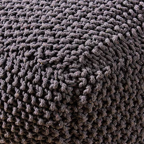 Christopher Knight Home Joyce Knitted Cotton Square Pouf, Dark Grey 5 Christopher Knight Home Joyce Knitted Cotton Square Pouf, Dark Grey - Image 5