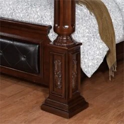 Of America FOA Eckel 2pc Brown Cherry Solid Wood Bedroom Set - King + Nightstand -Safavieh Furniture 71iQA1EDyEL