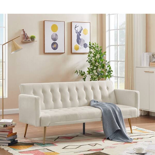 Front Page -Safavieh Furniture Folding Futon Velvet Sleeper Sofa Bed 3 Seater Straight Row Sofa